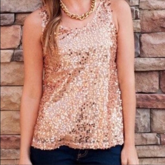 J. Crew Tops - ✨SOLD✨J Crew Rose Gold Sequin Tank Top